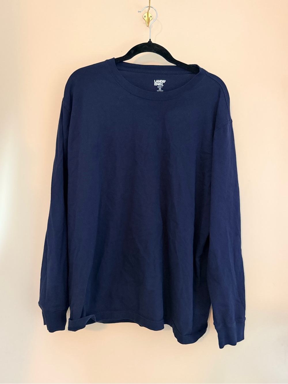 Lands' End Men's Dark Navy Long-Sleeve Crewneck Tee